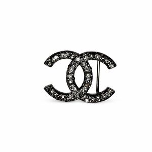 CHANEL Sparkling Black and Silver Belt buckle